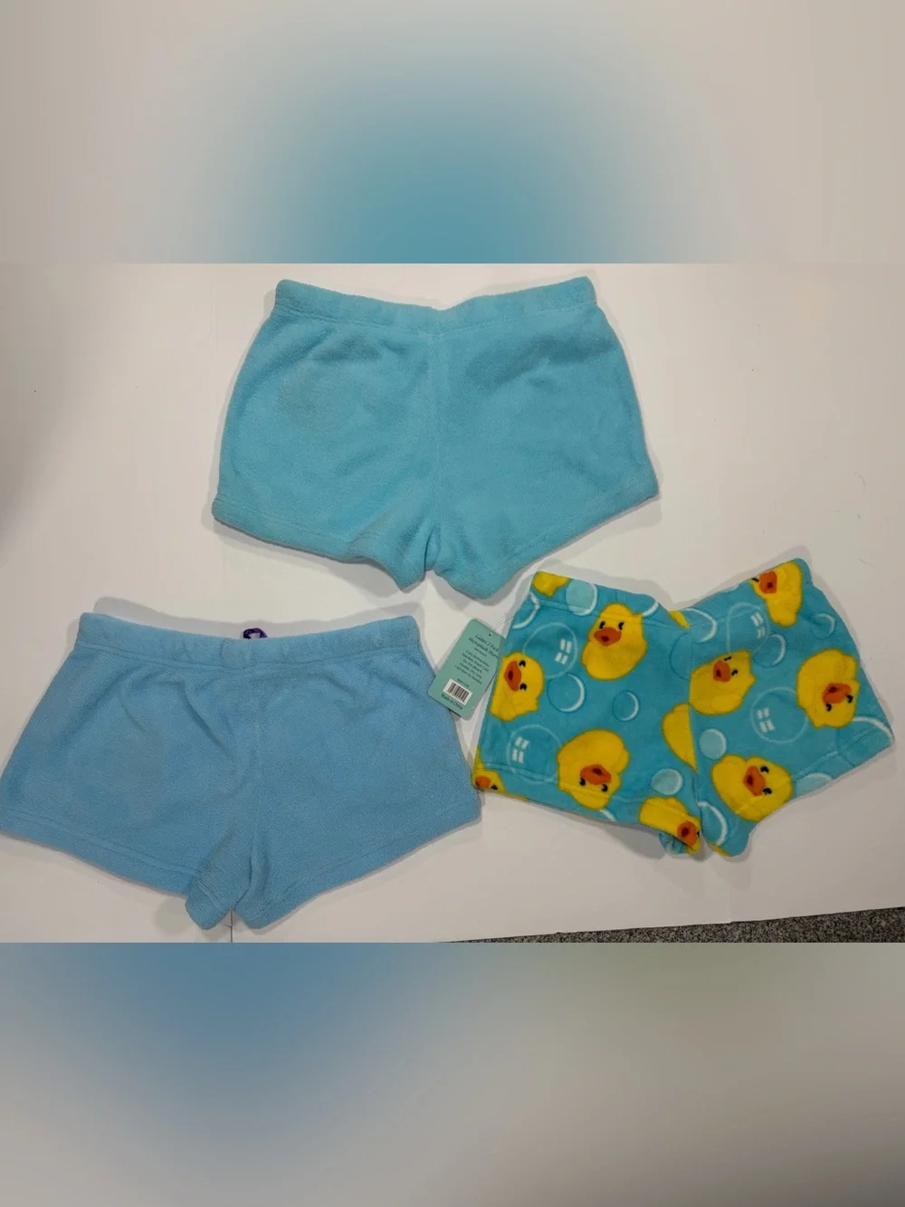 Blue Plush Women’s Shorts with Duck and Frog Details